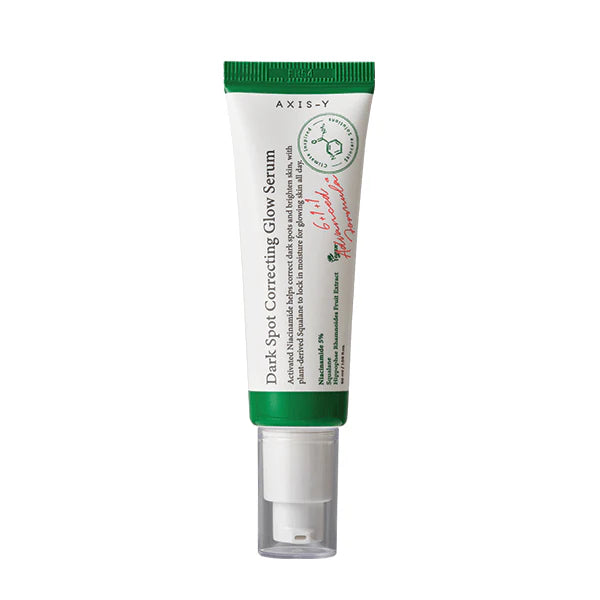 Tube of Axis-Y Dark Spot Correcting Glow Serum on a white background - 50ml