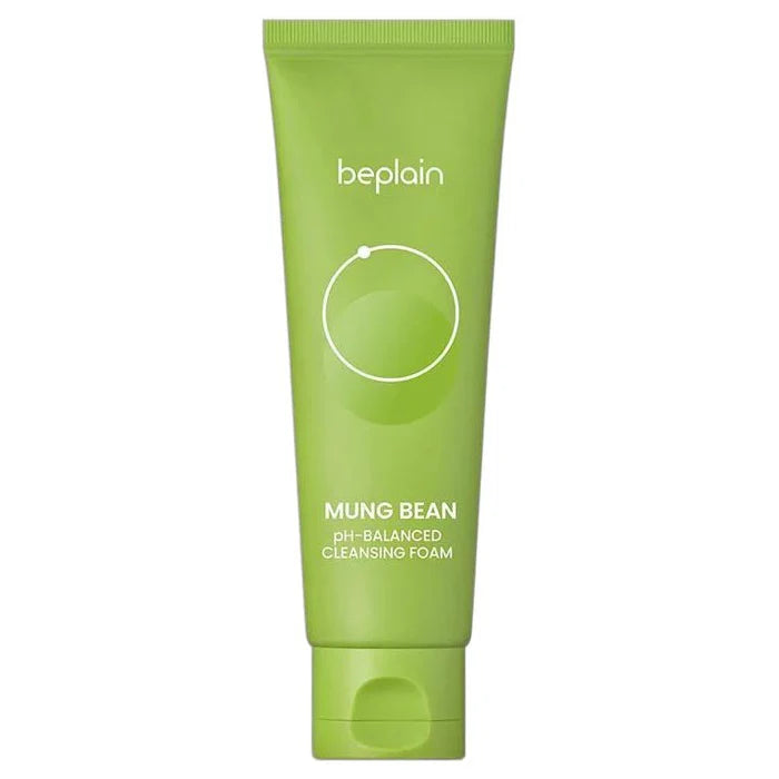 Green tube of beplain Mung Bean pH-Balanced Cleansing Foam on a white background - 160ml