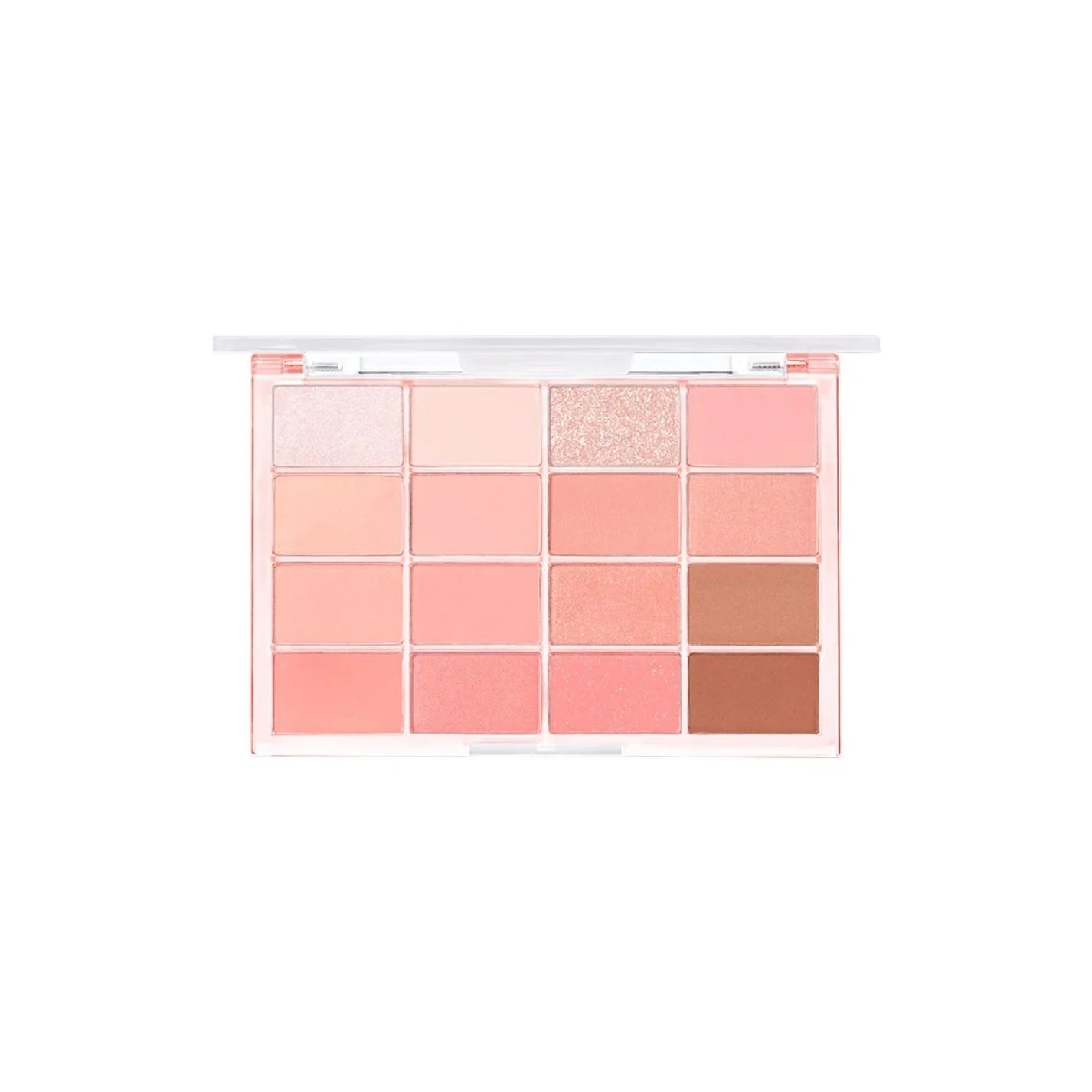 Wakemake Soft blurring eye palette with various shades of pink and brown on a white background - 08 candy coral blurring