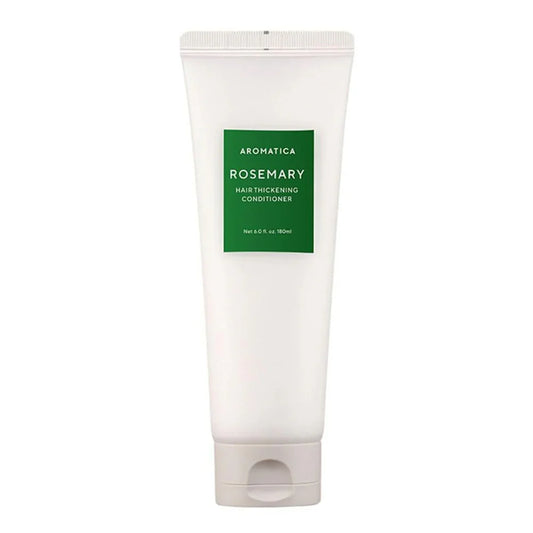 Aromatica Rosemary hair thickening conditioner tube on a white background