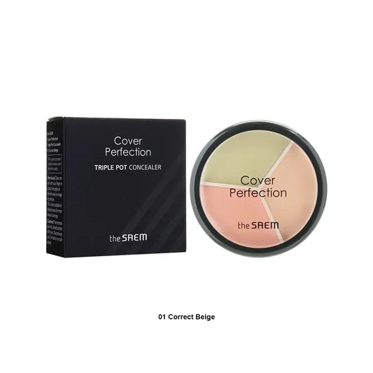 Triple pot concealer with 'the SAEM' branding on a white background 01 Correct Beige