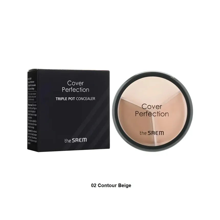 Triple pot concealer with 'the SAEM' branding on a white background 02 Contour Beige