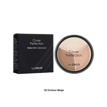 Triple pot concealer with 'the SAEM' branding on a white background 02 Contour Beige