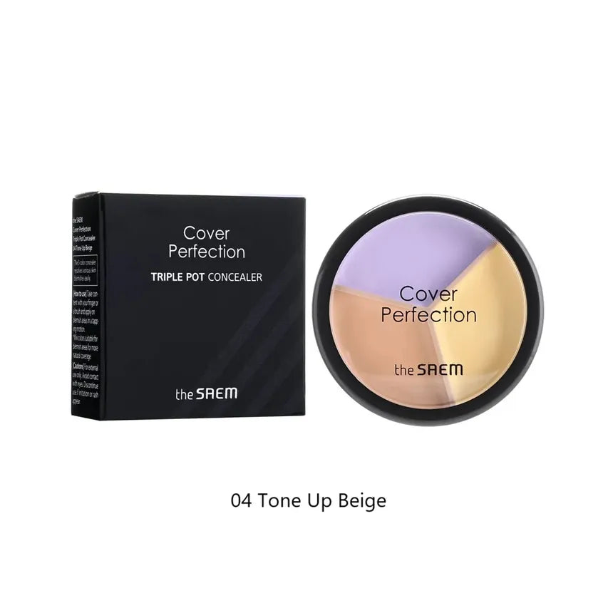 Triple pot concealer with 'the SAEM' branding on a white background 04 Tone Up Beige